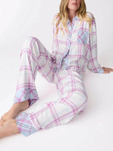Casual Plaid Printed Shirt Lace-up Pants Pajama Set